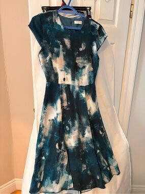 Babaton Teal & Cream Midi Dress